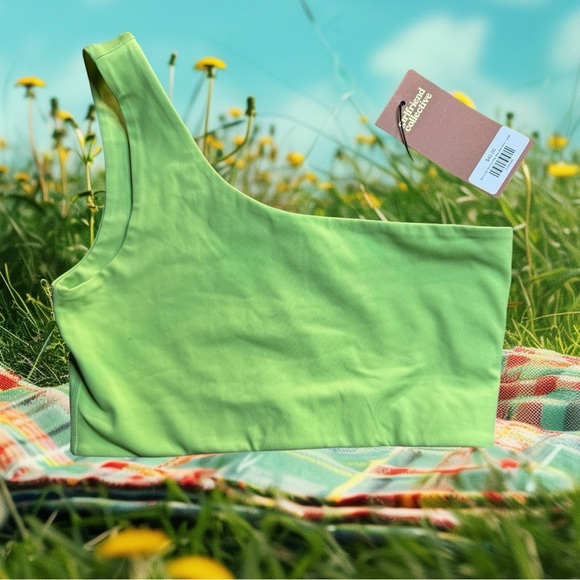 girlfriend collective Tops - Lime Green Girlfriend Collective One Shoulder Stretchy Top